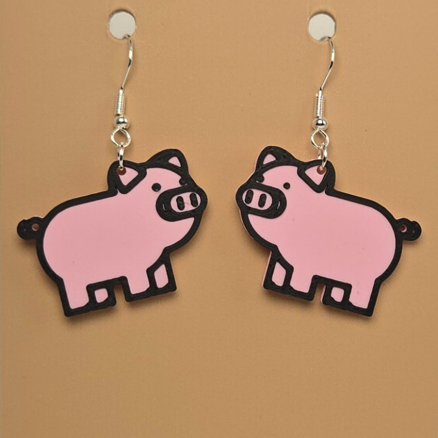 Boucle d'oreille en forme de Cochon avec crochets hypoallergéniques sans nickel